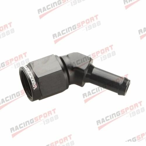 45 Degree -6 AN Female To 5/16" 8mm Hose Barb Adapter Fitting Black