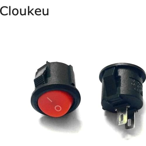 5* Small Round 2-Pin 2-Files 3A/250V 6A/125V Rocker Switch Seesaw Power Switch