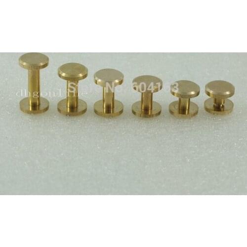 50 Sets Solid Brass Head Button 4 6 8 10 12 15mm Stud Screwback spot for Screw Chicago nail