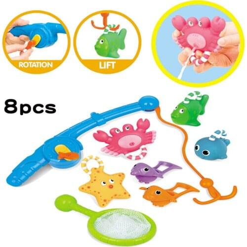 8pcs/Set 3D Baby Fishing Toys Suit magnetic Fishing Game Board Scalable Fishing Rod Learning and Education Toys fort children