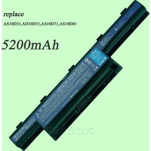 Battery for Acer Aspire 5253, 5333, 5733, 5750, 7560, 7750, e1-531, e1-571 (as10d31, as10d51, as10d81)