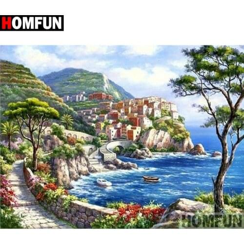 HOMFUN Full Square/Round Drill 5D DIY Diamond Painting "House scenery" Embroidery Cross Stitch 5D Home Decor Gift A16362