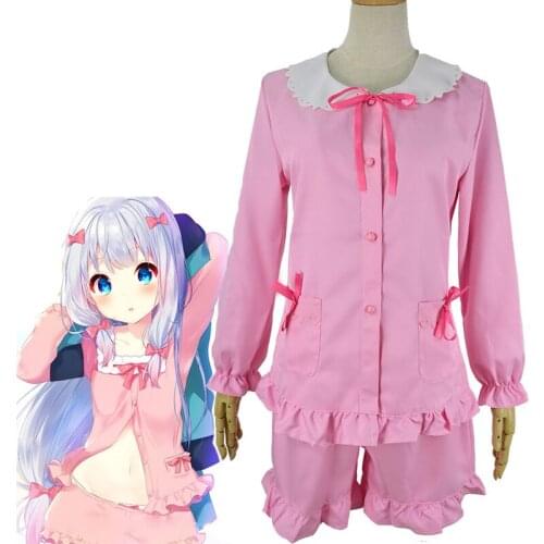 Anime Eromanga Sensei Cosplay Suits Izumi Sagiri Pink Pajamas Blue Jacket Long Silver Wig Ero-Sensei Kawaii Girls Lolita