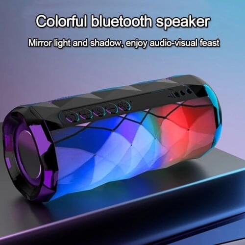TG167 Bluetooth Speaker Waterproof Portable Column For PC Computer Speakers Subwoofer Music Center LED Color Polygonal Design FM