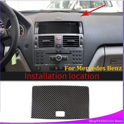 For Mercedes Benz W204 C200 C300 C180 C260 C63 2007-2010 Real Carbon Fiber instrument display panel cover Sticker Accessories