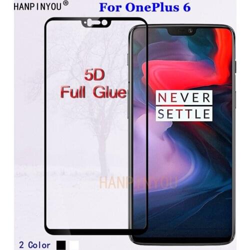 For OnePlus6 5D Full Glue Full Coverage Tempered Glass 9H Premium Screen Protector Film For OnePlus 6 A6000 A6003 One Plus 1+ 6
