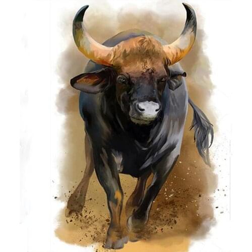 Canvas Size 5d DIY Mosaic Diamond Embroidery Beads Sets Bull Cattle Diamond Painting Square/Round Rhinestones Animal Needlework