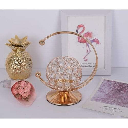 IMUWEN Crystal Candle Holders Gold Candlestick Candle Lantern Wedding Centerpieces Table Stand For Home Craft Party Decoration
