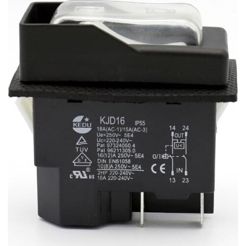 KJD16 220V 120V 4/5Pins Electromagnetic Push Button Switch On Off Switches with Overload Protection UVLO for Electric Power Tool