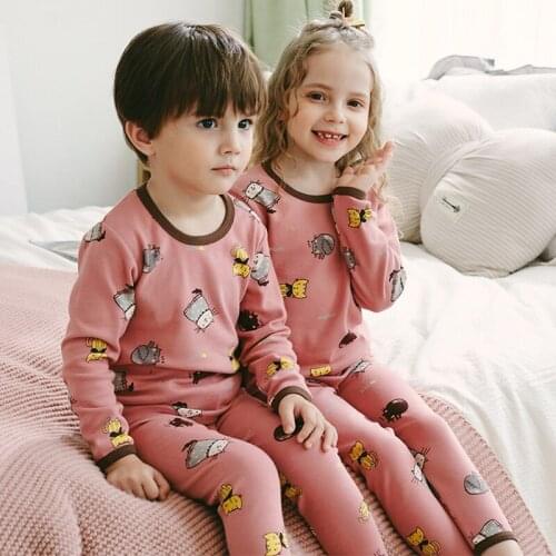 Children Sleepwear Set 2021 New Autumn Winter Baby Girl Long Johns Underwear Set Warm Kids Cartoon Homewear for Boy 2-12 Years