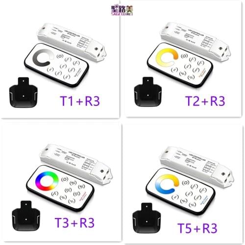 T1+R3/T2+R3/T3+R3/T5+R3 mini wireless remote dimming/CCT/RGB/CW led dimmer Receiver controller set DC12V-24V for led strip light