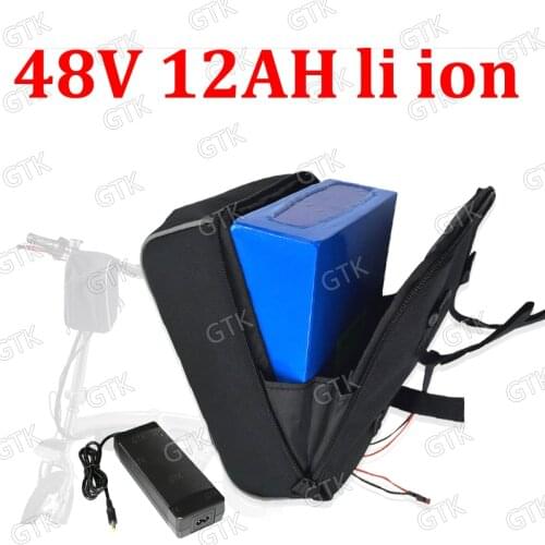 48v lithium electric bike battery 48v 12ah li ion battery with BMS for 750w 1000w bicycle ebike scooter go cart + charger + bag