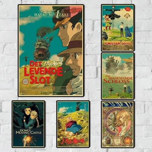 Diamond Painting Kits Vintage Poster Cartoon Anime Howls Moving Castle Miyazaki Hayao 5D Diamond Mosaic Pictures Of Rhinestones