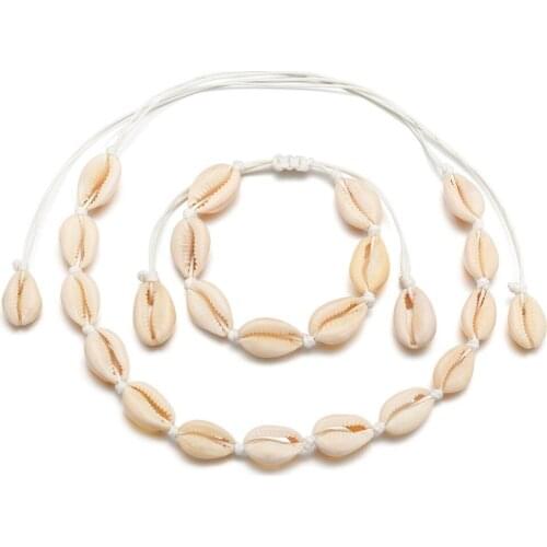 New Fashion Rope Chain Shell Choker Necklace Women Summer Beach Natural Shell Clavicle Pendant Necklace Collier Femme