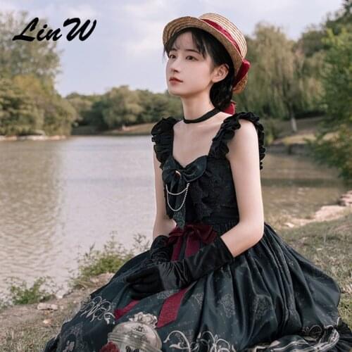 Lolita JSK dress nightingale and rose jsk dress gothic style dark Vintage Victorian Princess Party Dress Sleeveless lolita dress