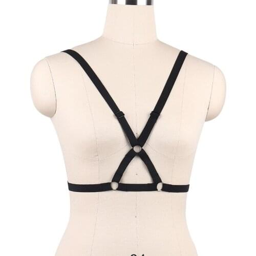 Sexy Lingerie Harness Belt Pastel Goth Cage Bra Woman Black Cross Adjustable Suspender Belt Punk Bondage Body Harness Cage