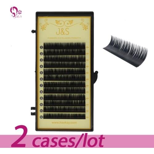 J & S Silk eyelash extension 2 trays each lot , J,B,C,D Russia Volume 0.10mm proffesional faux mink eyelashes