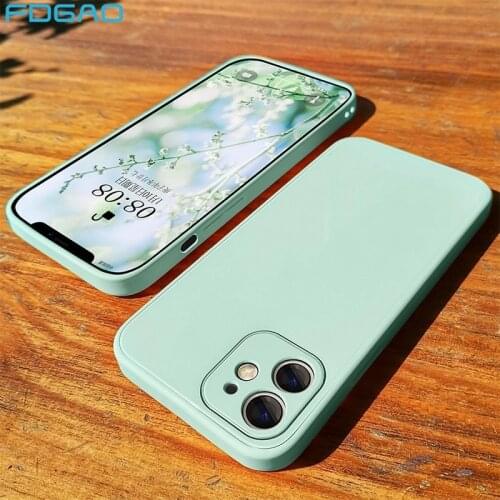 Luxury Original Square Liquid Silicone Phone Case For iPhone 12 11 Pro Max Mini XS X XR 7 8 Plus SE 2 Shockproof Soft Full Cover