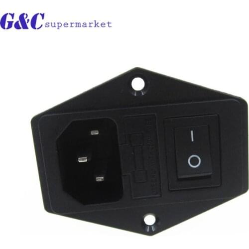 3 in 1 Fuse switch socket with light,AC power socket 4Pin 10A 250V with Fuse Block+ 3 Terminal Power Socket 10A Fuse
