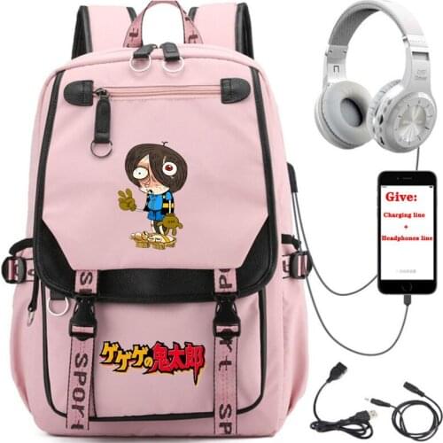 USB Charging teenagers Laptop packsack anime GeGeGe no Kitaro backpack Women men Travel Backpack student School book Bag