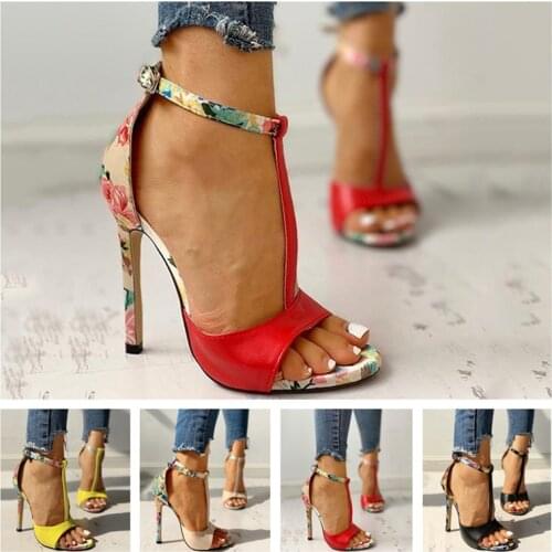 Women Sandals T-Strap High Heels Sandals Chaussures Femme Sexy Stripper Shoes Women Heels 2021 New Peep Toe Summer Shoes Female