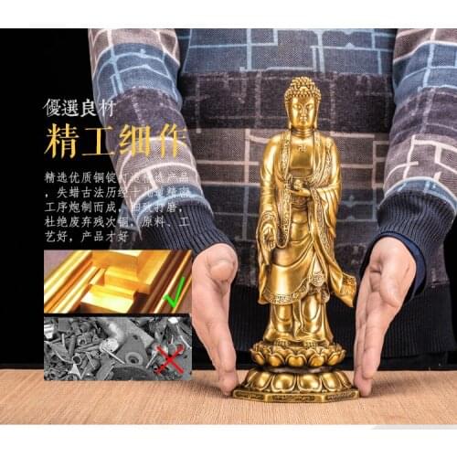 HOT SALE buddha # HOME family Protection Talisman Buddhism Jiuhua Mountain Lotus buddha copper figure statue 30 cm