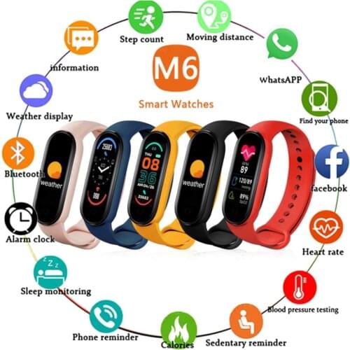 M6 Smart Watch Men Women Heart Rate Monitor Blood Pressure Fitness Tracker Smartwatch Sports Bracelet For Apple Xiaomi Android