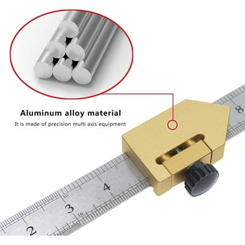 Steel Ruler Positioning Block Woodworking Marking Locator Steel Ruler Drawing Mark Line Gauge Carpenter Measuring Tool
