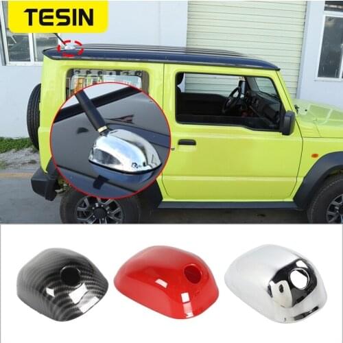 TESIN ABS Car Roof Top Antenna Base Shell Cover Decoration Trim Decal For Suzuki Jimny JB74 2019 2020 2021 Car Accessories