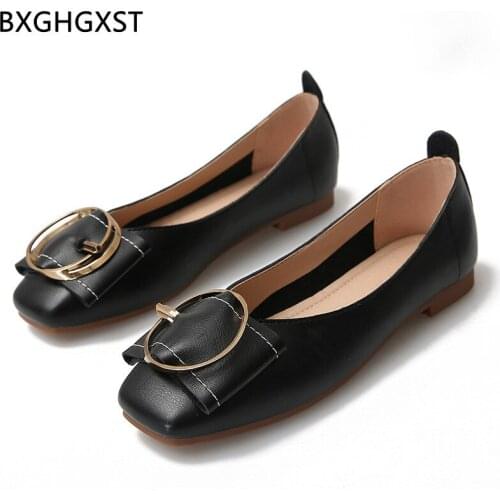 Black Slip on Shoes for Women 2021 Loafers Leather Casual Shoes Woman Square Toe Flats Boat Shoes Women Scarpe Da Donna Zapatos