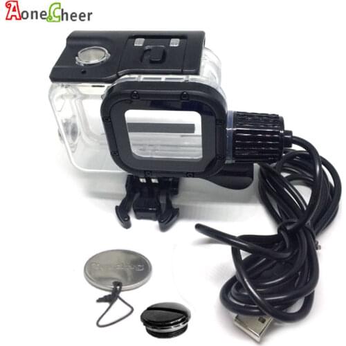 Waterproof Housing Case with Motorcycle Charger Cable for gopro hero 5/6 black for gopro Accessories Charging while Shooting