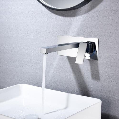 Waterfall Bathroom Faucet With Black Brushed Gold Chrome Color Basin Water Mixer Tap Wall Mounted Style