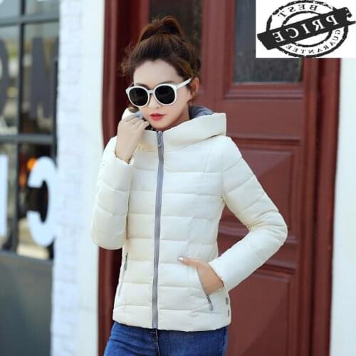 2021 Winter Jacket Women Autumn New Parkas Hooded Short Cotton Padded Coat Ladies Solid Slim Tops Chaqueta Mujer LWLaa0