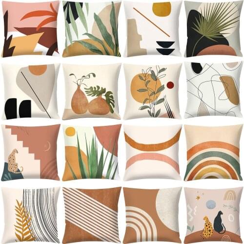 1PCS Geometric Leaf Flower Cat Desgin Cushion Cover Pillow Case Car Sofa Decor Home Decor Pillowcover 45cm x 45cm