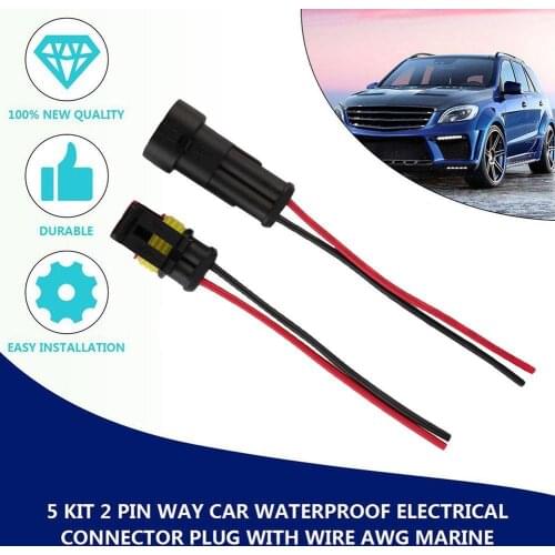 2 Pin 10cm Car Boat Wire Connector Plug Terminal Sealed Kit Balck Waterproof Electrical Color C3V8