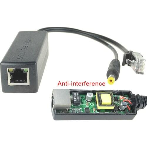 48V To 12V PoE Splitter Anti-interference 15W POE Adapter Cable Power Supply Module DC5.5*2.1mm Connector for IP Camera