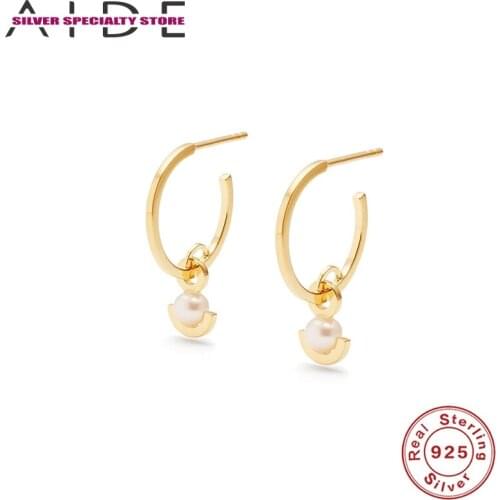 AIDE S925 Silver Drop Earrings For Women Vintage Pearl Earring Dangle Girl Fine Jewelry Piercing Pendientes Brincos Bijou Gift