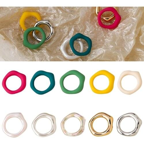 1PCS Acrylic Ring All Match Solid Color Creative Resin Ring Plastic Ring Finger Ring Geometric Acrylic Ring Women Girls Jewelry