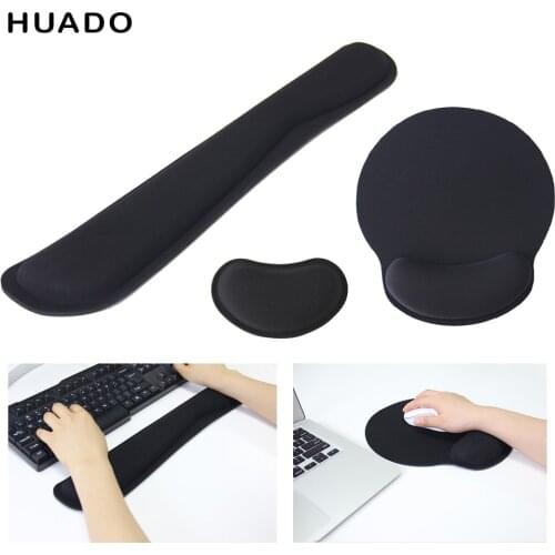 Black mouse pad with wrist support non slip keyboard rest mat for gaming comfort hand rest mousepad for laptop computer gamer