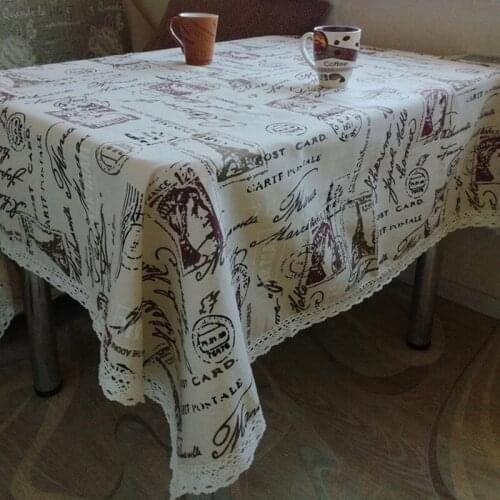 HELLOYOUNG Tower Print Decorative Table Cloth Cotton Linen Lace Tablecloth Dining Table Cover For Kitchen Home Decor U0996