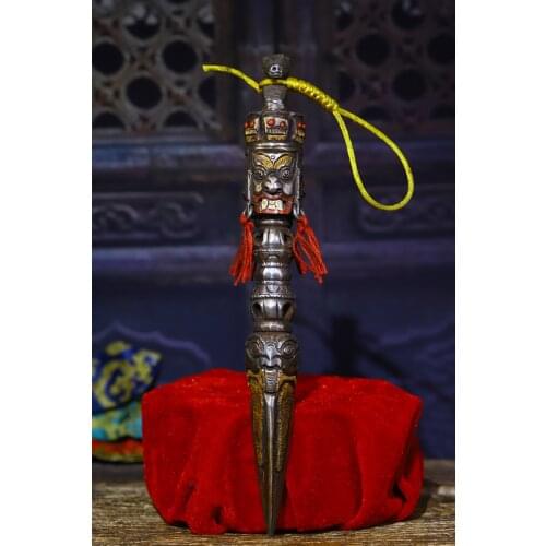 Long 25 CM,Tibetan Tantric Buddhism Handmade Small Dharma Artifact ,Old Tibet Tiantie Vajra Pestle
