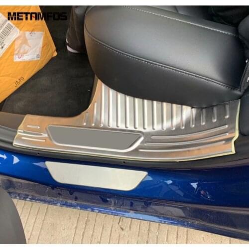 For Tesla Model 3 2018-2020 2021 Stainless Steel Inner Door Sill Strip Scuff Guard Plate Protect Sticker Accessories Car Styling