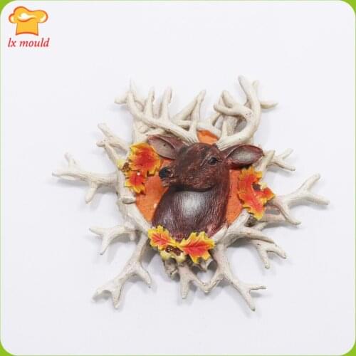 LXYY Exclusive Christmas Elk Christmas Branch Fondant Cake Biscuits Decorative Moulds Christmas Flower Silicone Mould