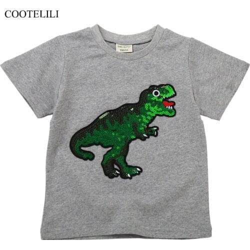 COOTELILI Cartoon Dinosaur Boys T Shirt Summer T-shirt Childrens Clothing Toddler Short Sleeve Cotton Tops Tee Baby Clothes