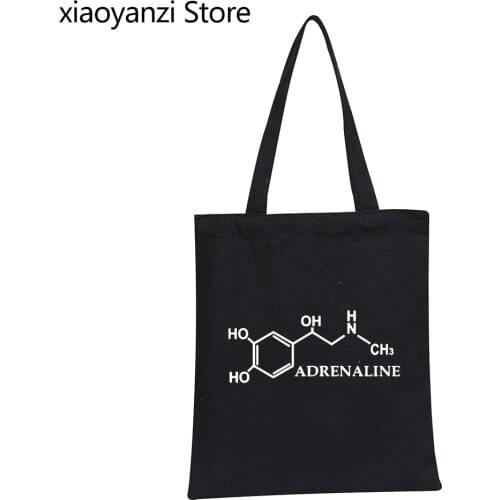 The Big Bang Theory Sheldon Adrenaline Molecule Printed Custom Tote Canvas Handbag Eco Reusable Shopping Bag Shoulder Bags