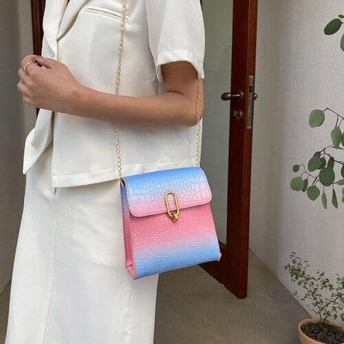 IMCUTE women fashion gradient color messenger bag new buckle chain sling PU leather shoulder bag shopping travel shopping wallet