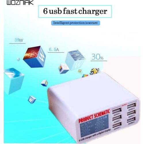 Intelligent dynamic display of multi-port 6USB charger head universal plateplate computer 5V2A mobile charging 2.1A