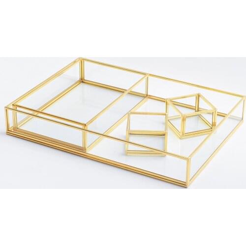 İskandinav Gold Brass Promise Engagement Groom Coffee Presentation Trays and Ring Boxes