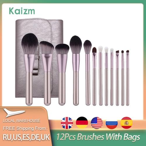 Vander Professional Soft 12pcs Makeup Brushes Set Cosmetic Make Up Tools Foundation Eyeshadow Blush Kits + Leather Bag maquiagem