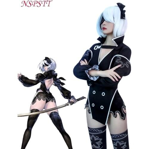 NSPSTT Game NieR Reincarnation 2B Cosplay Costume NieR 2B Cosplay Costume for Woman Halloween Uniform Cosplay Outfit Full Set